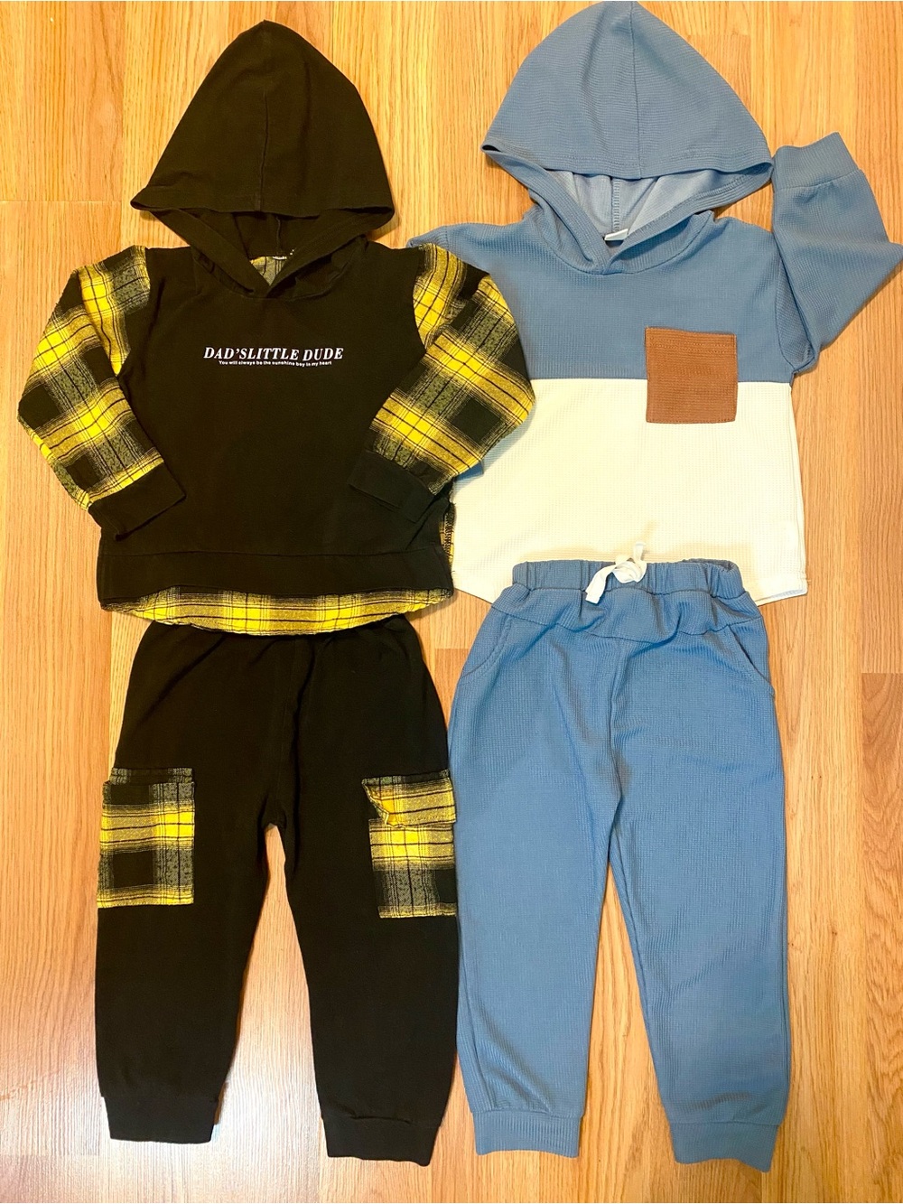 💛🐦⬛2 PIECE MATCHING SET FOR BOYS CARGO SWEATPANTS PLAID WAFFLE KNIT 2 SETS 4T/5